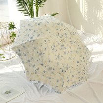 Umbrella Women Summer Lace Korean Fashion Three Folding Umbrella Black Anti-UV parasol Sunny and Rain