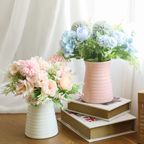 Simulation rose set Interior decoration hydrangea dried flowers Living room decoration floral potted table decoration fake flowers