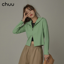 CHUU zipper knit cardigan womens 2021 new spring and autumn age Foreign style small man short green coat coat coat