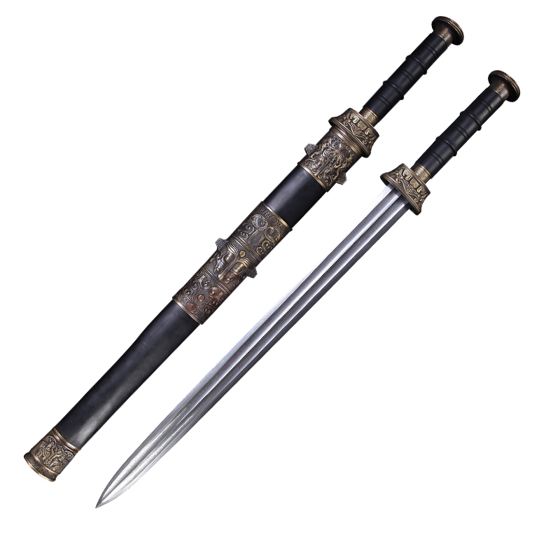 longquan guile han jian warring states hand sword sword the sword pattern steel which collection the town house is not edged usually