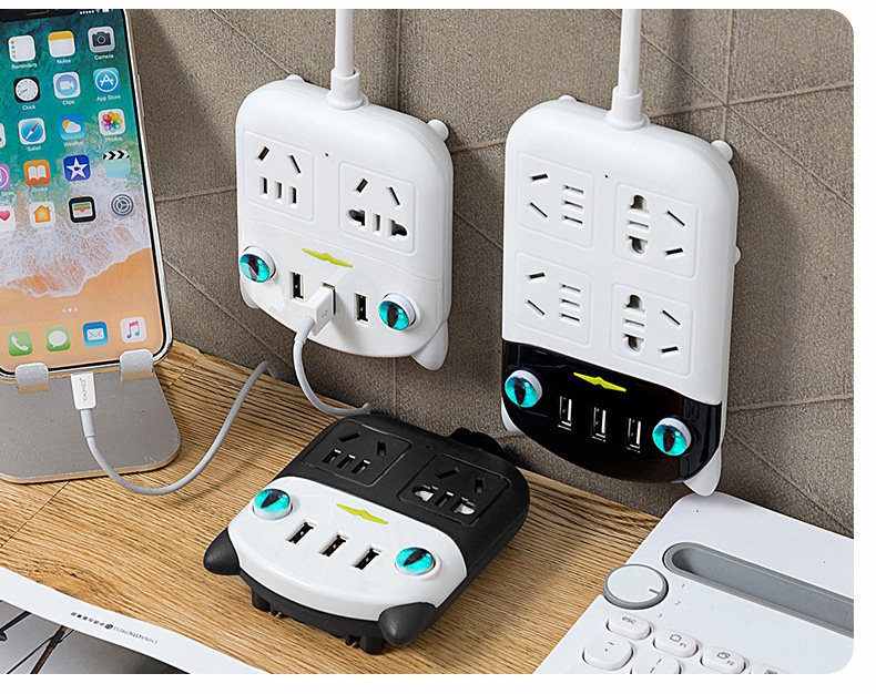 线插线板宿舍学生神器创意插排面板多孔家用带线拖线板接线板_优惠购