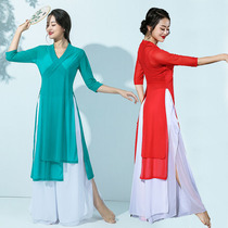 Han and Tang clothing classical dance 2021 summer practice exercise tops perform Chinese oriental national dance catwalk body rhyme ancient style