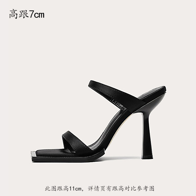 Modali baland poshnali tuflilar, ochiq oyoqli sandallar, stiletto poshnali tuflilar, tasmali qora tufli, fransuzcha uslubda, ochiq havoda kiyish uchun mos