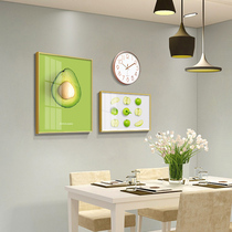 Nordic restaurant decorative painting modern minimalist dining room clock hanging painting creative table Wall fruit murals three-piece set