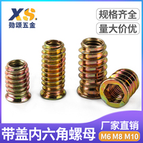 M6810 sunken head iron hexagon inner and outer tooth nut furniture embedded nut childrens bed sofa T-nut lock