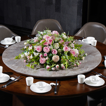 High-end Dining Room Table Flower Pendulum Flowers Modern Hotel Large Round Table Turntable Middle Swing Piece Hotel Conference Table Simulation Flowers