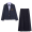 Girl navy suit+long sleeved shirt+navy long skirt+bow tie with complimentary badge