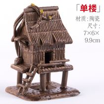 The decorative parts in the pale small fish tank to make a western tourist crocodile flowers green and wooden stake