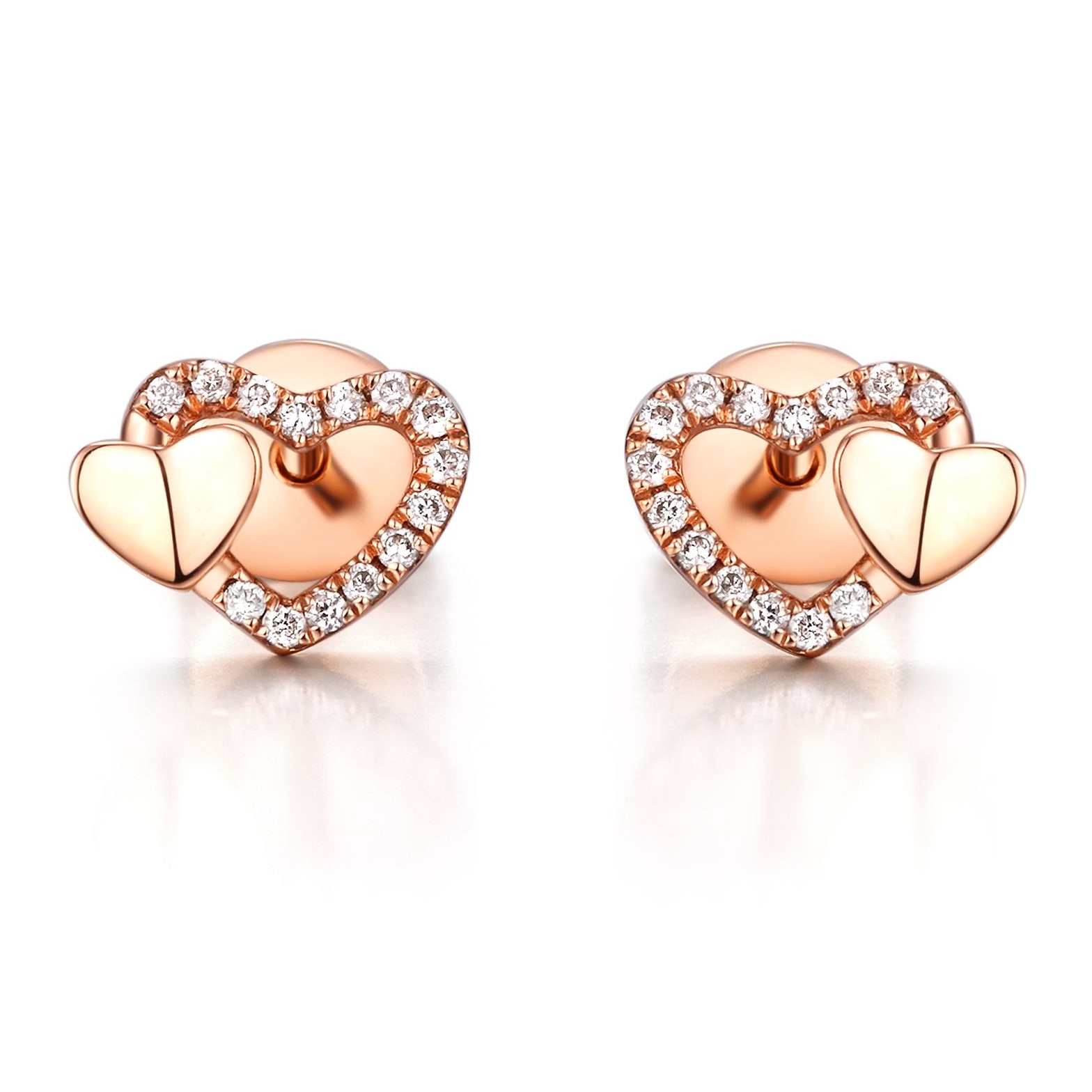 时尚爱心玫瑰金耳钉,扮靓夏季女神搭配!