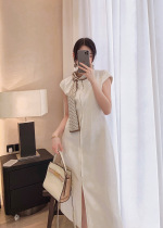 Lei Er Gaoding LRKS (white tea skirt) simple fashion slim high quality goddess dress L11LYZ928