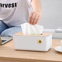 Nordic bamboo tissue box simple modern home living room large drawing paper box Restaurant Hotel creative roll paper storage box