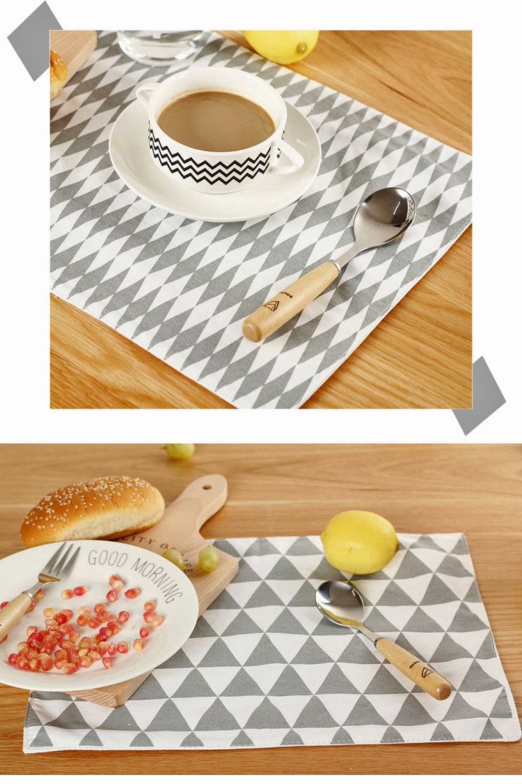 北欧风双层纯棉布餐垫小清新长方形隔热餐巾美食拍摄背景布