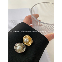 YOMOSTUDIO European and American personality retro baroque metal button small aroma quality wind buckle son shirt pearl clasp