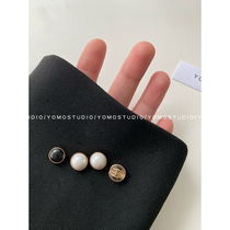 YOMOSTUDIO metal imitation pearl wool hoodie blouse shirt button small fragrance big coat woman clothes adornment clasp