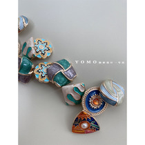 YOMOSTUDIO retro metal embossed color geometric buttoned buttons European and American wind luxurious windy decorations buttons