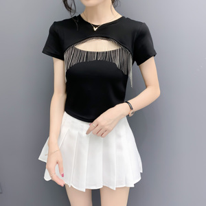 2020 summer new fashion hollow splicing T-shirt