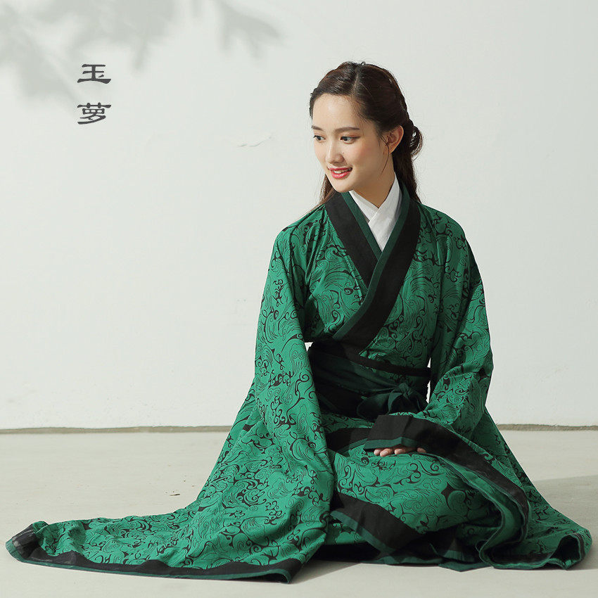 佛伦汉服*竹节棉乘云纹三绕广袖曲裾深衣*《玉萝》(可换布料)