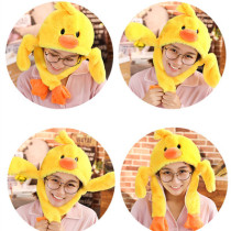 Cute cute little yellow duck ears will move hat hand pinched airbag cartoon plush warm headgear to make video props
