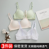 Lingerie Woman No Steel Ring Slim large breasted bra college students High School Girls small breasts Gathered Pure Cotton Bra Summer