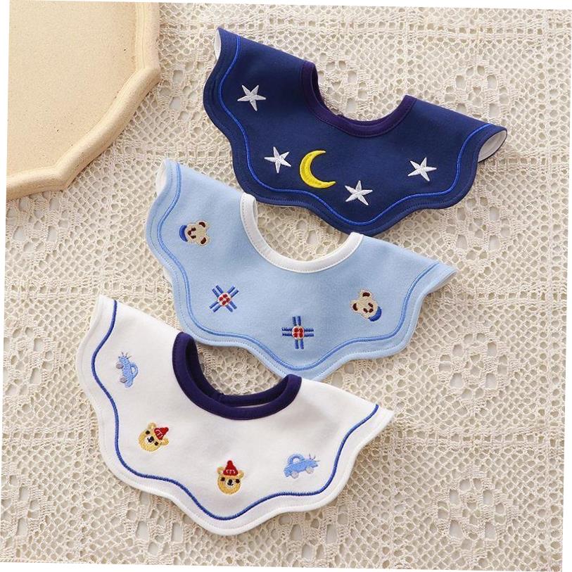 Spat towel baby baby round mouth pure cotton waterproof dining around hood male newborn toddler 360 degrees spinning anti-tween milk-Taobao