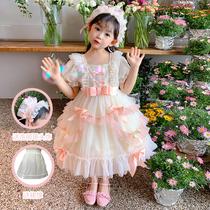 Youhua Girls Lolita Summer Princess Dress Flower Girl Dress Birthday Banquet Elegant Sweet Childrens Dress