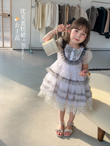 Birthday party girls Lolita dress summer princess dress light and cool baby fashionable fluffy skirt