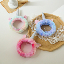 Teenage Girl Hearts Dazzling Unicorn Wash-Face Bouquet Hair with cute web Red Coated Face Film Hair Hoop Makeup Headwear anti-slip