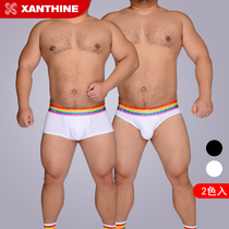 xanthine 2pcs Rainbow Quadrangle Color Red Triangle Underwear Sexy Sports Breathable U Bag G Bear