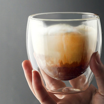 Glass double-layer transparent thickened household with handle and lid Flower tea cup Water cup Milk juice insulated coffee cup
