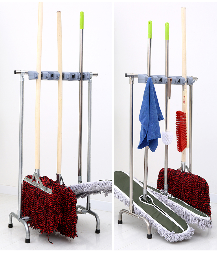 不锈钢可移动拖把架扫把架挂落地式固定架保洁工具收纳架整理挂架