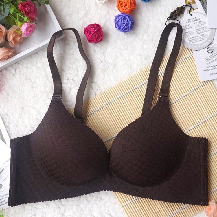 2件包邮奥嘉丽时尚格子一片式无痕文胸正品聚拢调整内衣6002/6001