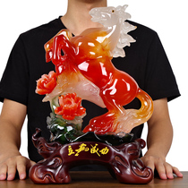 Zodiac horse ornaments crafts feng shui Zhaocai office boss table study business feng shui jade horse Chinese decoration