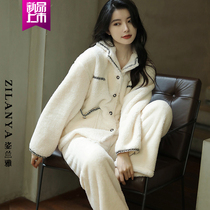 Coral fluffy pajamas thickened in autumn and heated in the new winter high-level moving home clothing suit in 2022