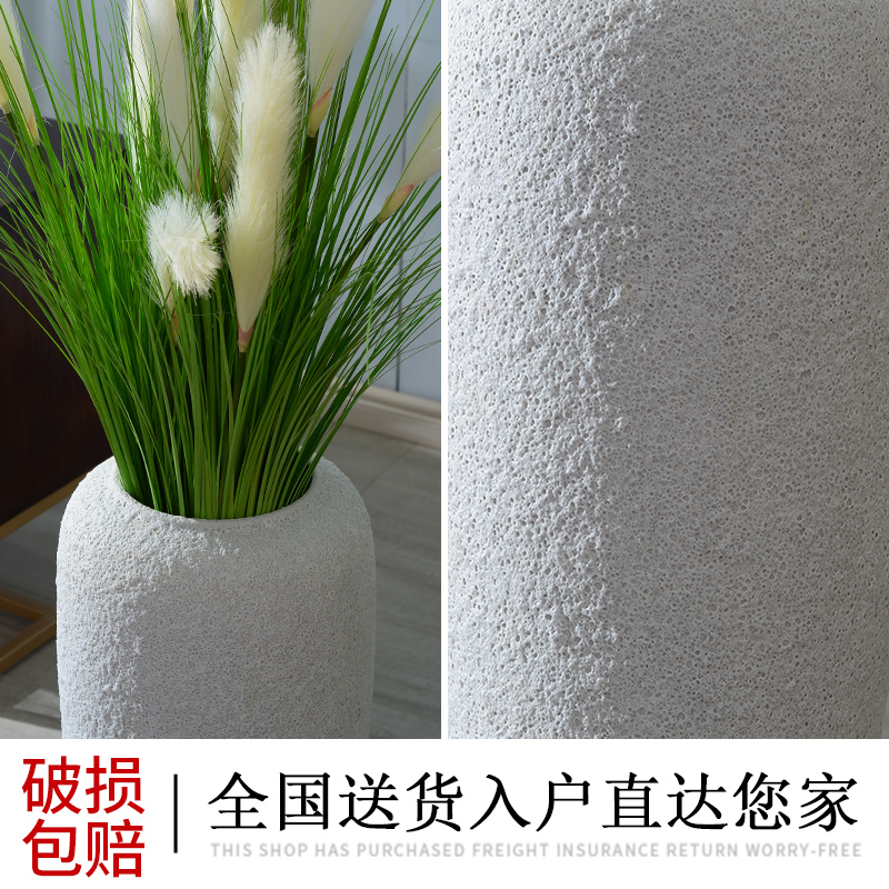 Lou qiao large sitting room ground vase Nordic contracted ins flower arranging dried flower adornment furnishing articles European white POTS