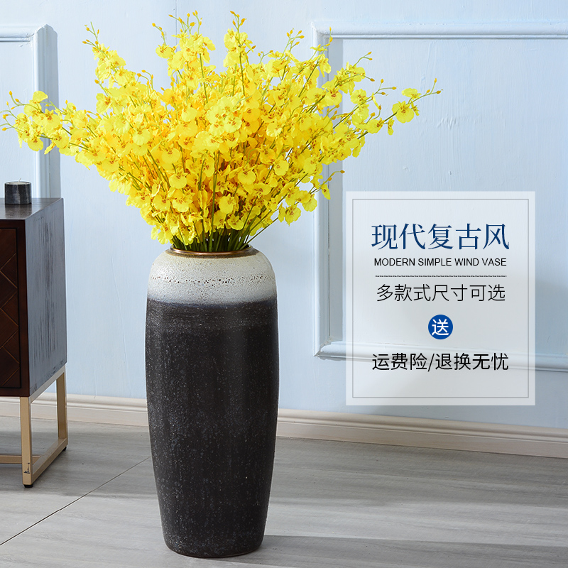 Lou qiao ground vase large Chinese style restoring ancient ways is plugged into the dried coarse pottery villa living room TV ark, clay ceramic furnishing articles