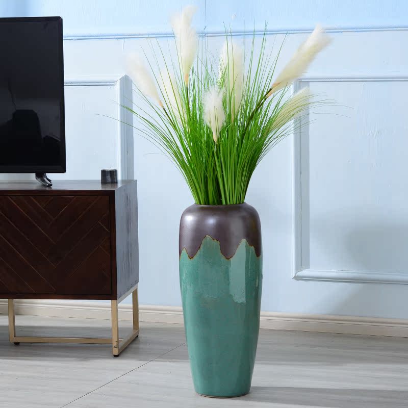 Lou qiao simulation flower furnishing articles sitting room be born by the large continental vases, ceramic creative TV ark, flower decoration