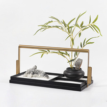 New Chinese box set decoration Sample room Wine cabinet Dining table Sales office decoration Sand table Stone head Floral bonsai