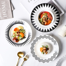 Thai nostalgia simple Nordic household 8-inch ceramic dinner plate vegetable plate round soup plate salad noodle plate 632