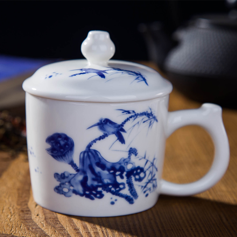 New ceramic DE farce peace auspicious jewelry of the tea cup with cover glass office meeting