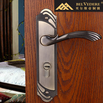 Belvidi Shuangshan Pure Copper Door Lock Simple European American Door Lock Antique Black Door Lock Indoor Door Lock