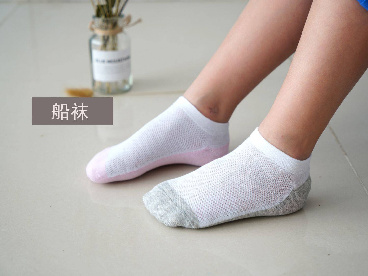 儿童袜子白色夏季船袜男童女童中筒袜网眼薄款全棉学生袜短袜