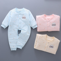 Baby jumpsuit Spring and autumn and winter pure cotton newborn baby clothes Thin cotton long sleeve baby Haya autumn climbing clothes