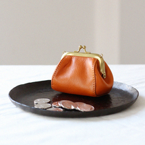 Boom Light Retro Handmade Zero Wallet Plant Tanning Cow Leather Mini-Mouth Gold Clip Coin Bag Small Crowd Personality Jewelry Containing Bag
