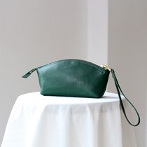 Boom Light Retro Handmade Cow Leather Hand Grab Bag Bracelet Large Capacity Mobile Phone Bag Small Bay Shell Miscellaneous Bag Makeup Bag Woman