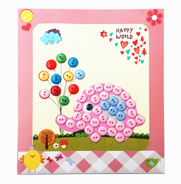 纽扣画儿童手工制作扣子画幼儿园手工diy粘贴画材料包全套包邮