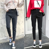 Big Code Dark Jeans Woman 2021 New Spring Autumn Loose Fat Younger Sister Mm High Waist Display Slim Kharen Radish Pants