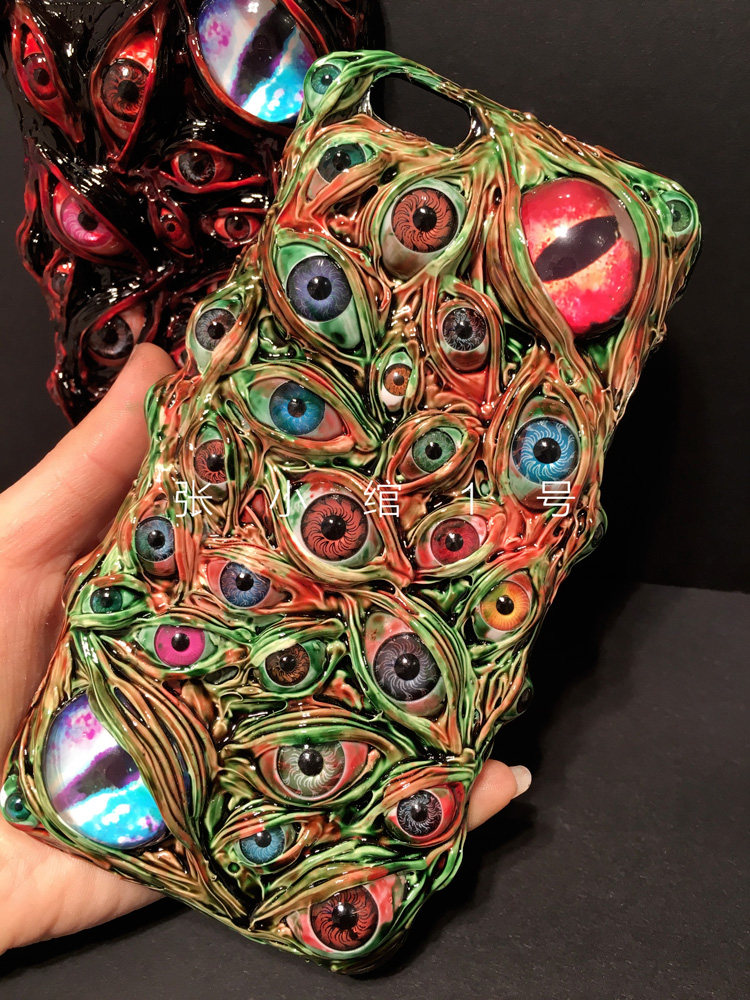 重口味眼球奶油手机壳原宿眼睛保护壳恐怖眼珠壳密集哥特血腥机壳