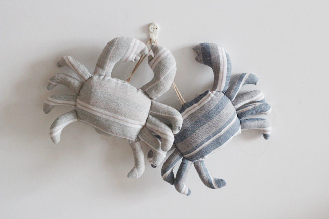 美式乡村地中海风格手工棉麻布艺螃蟹工艺品装饰挂件挂饰公仔玩具