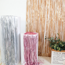 Silver arch tassel rain silk curtain Net Red birthday party background wall decoration wedding wedding room decoration ribbon