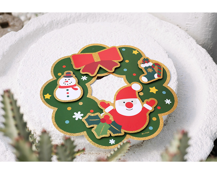 u-pick原品生活 圣诞立体彩色花环门贴圣诞节装饰品